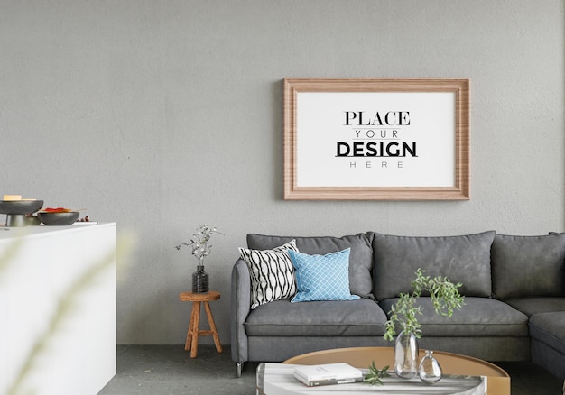 Ramka plakatów w salonie Psd Mockup