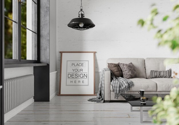 Ramka plakatów w salonie Psd Mockup