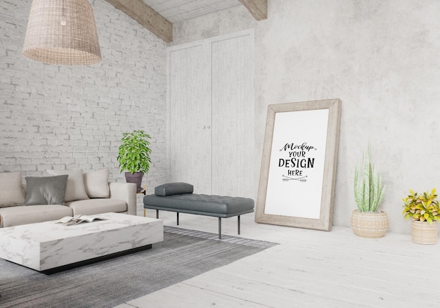 Ramka plakatów w salonie Psd Mockup