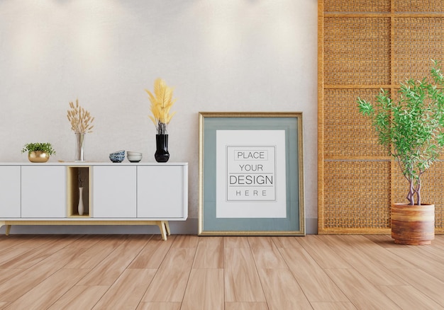 Ramka plakatowa w salonie Psd Mockup