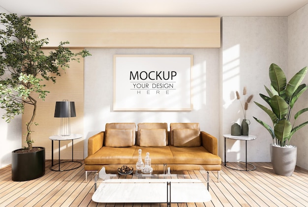 Ramka plakatowa w salonie Psd Mockup
