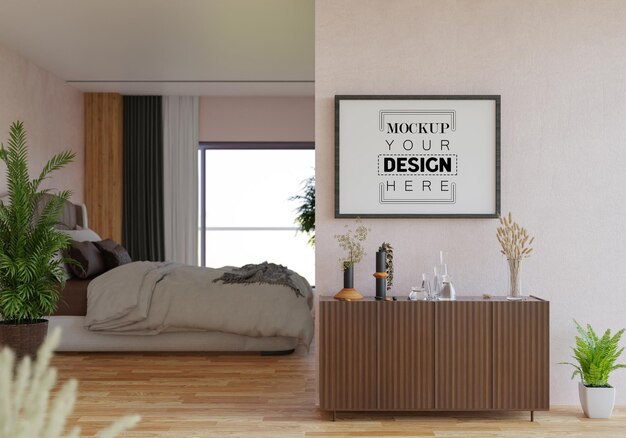 Ramka plakatowa w salonie Psd Mockup