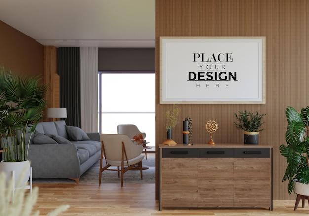 Ramka Plakatowa W Salonie Psd Mockup