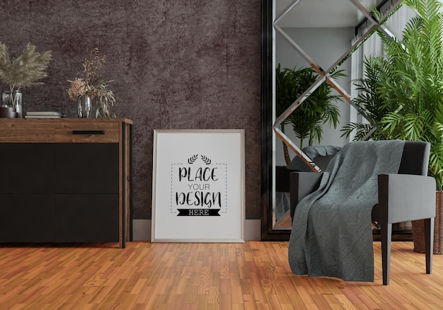 Ramka Plakatowa W Salonie Psd Mockup