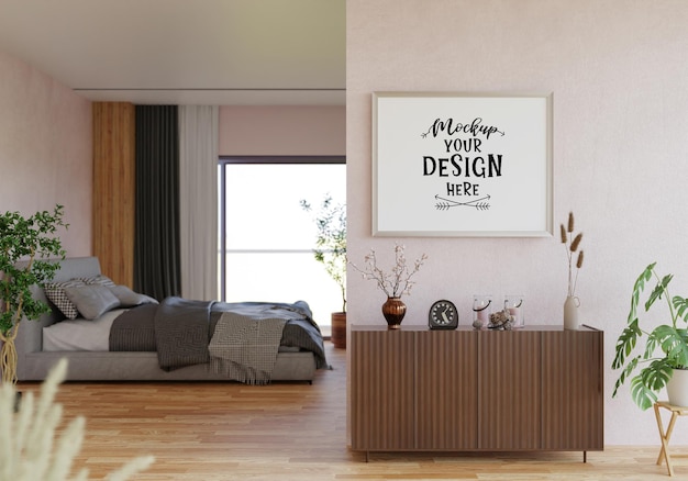 Ramka plakatowa w salonie Psd Mockup