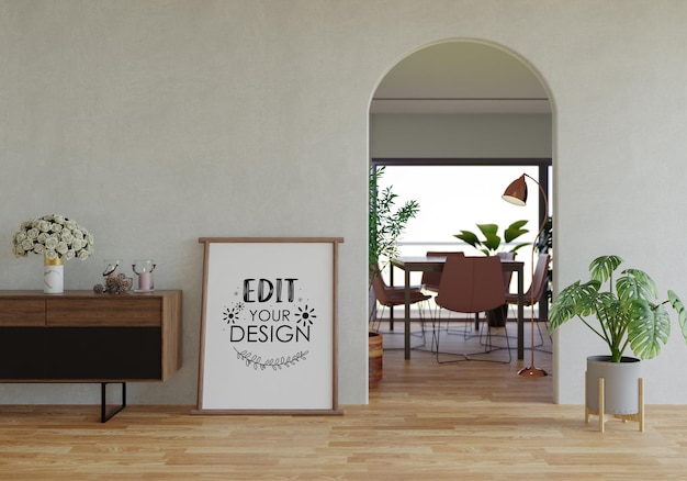 Ramka plakatowa w salonie Psd Mockup