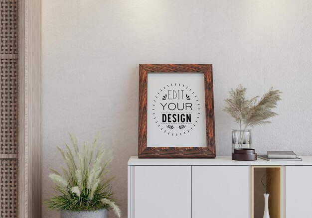 Ramka plakatowa w salonie Psd Mockup