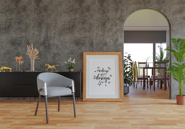 Ramka plakatowa w salonie Psd Mockup