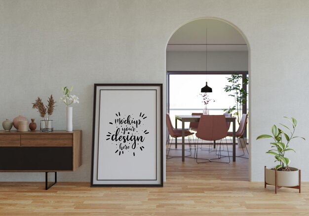 Ramka plakatowa w salonie Psd Mockup