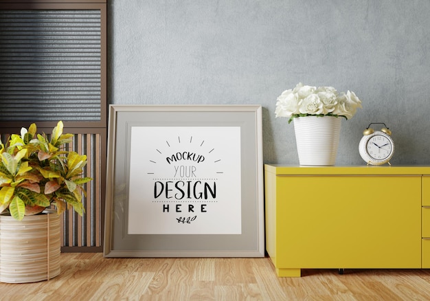 Ramka plakatowa w salonie Psd Mockup
