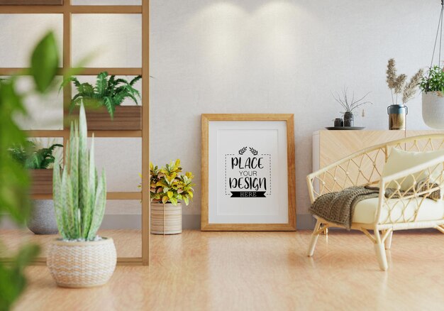 Ramka plakatowa w salonie Psd Mockup