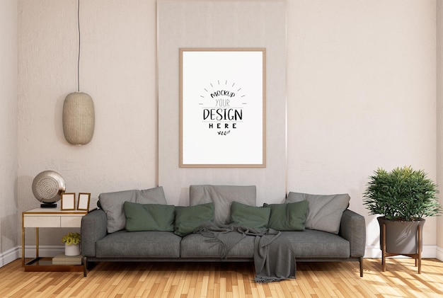Ramka plakatowa w salonie Psd Mockup