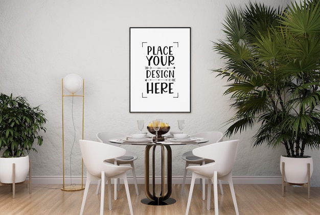 Ramka plakatowa w salonie Psd Mockup