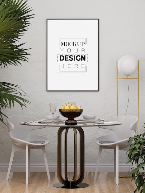 Ramka plakatowa w salonie Psd Mockup