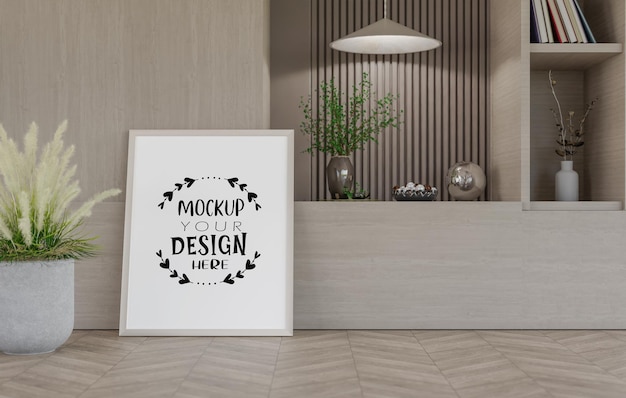 Ramka plakatowa w salonie Psd Mockup