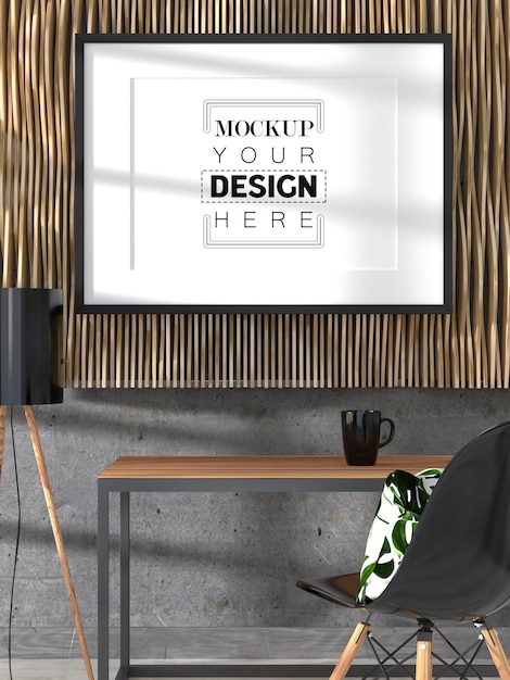 Ramka plakatowa w salonie Psd Mockup