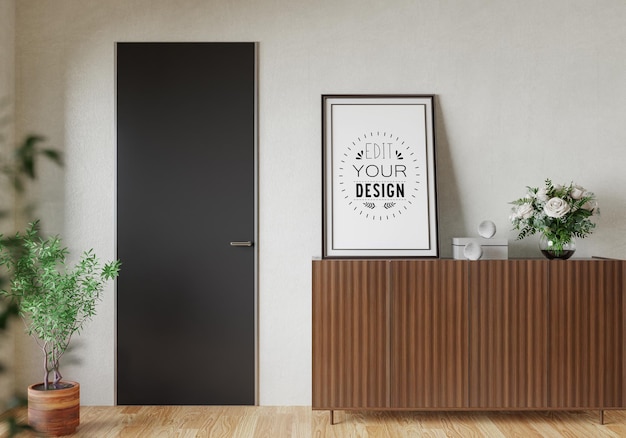 Ramka plakatowa w salonie Psd Mockup