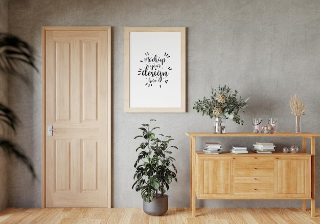 Ramka plakatowa w salonie Psd Mockup