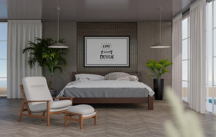 PSD ramka plakatowa w salonie psd mockup