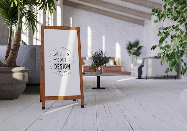 Ramka plakatowa w salonie Psd Mockup