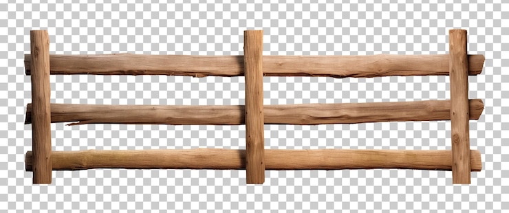 Ranch houten hek geïsoleerd op transparante achtergrond
