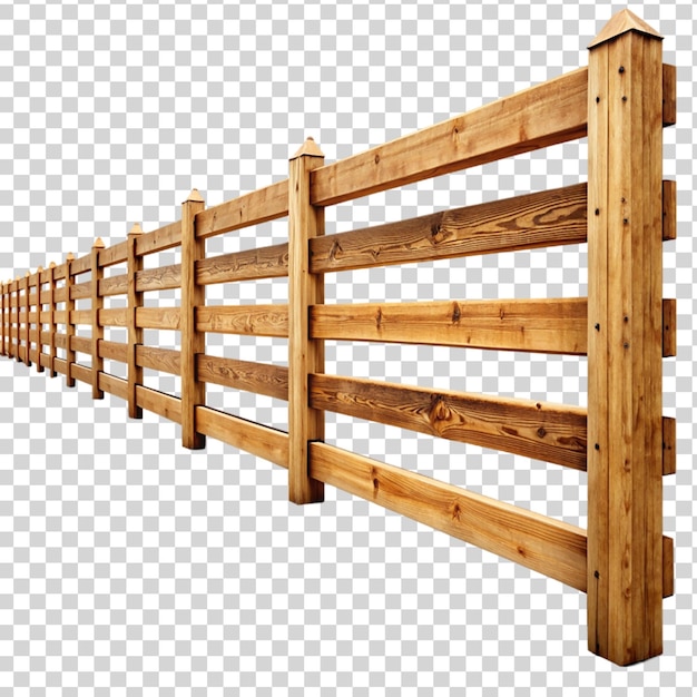 PSD ranch wooden fence isolated on transparent background