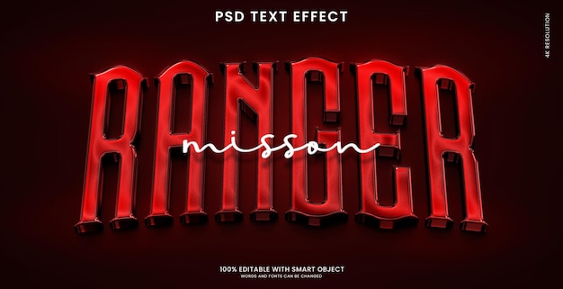 PSD ranger 3d text effect mockup