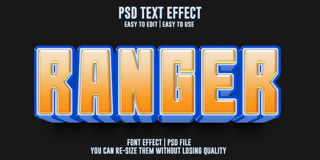 Ranger hero 3d editable text effect