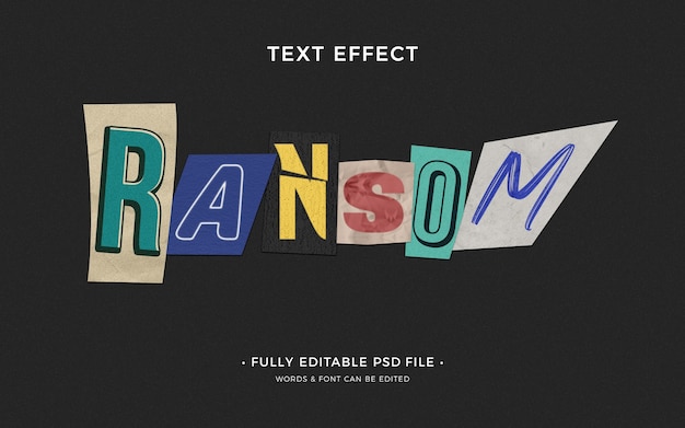 PSD ransom note text effect