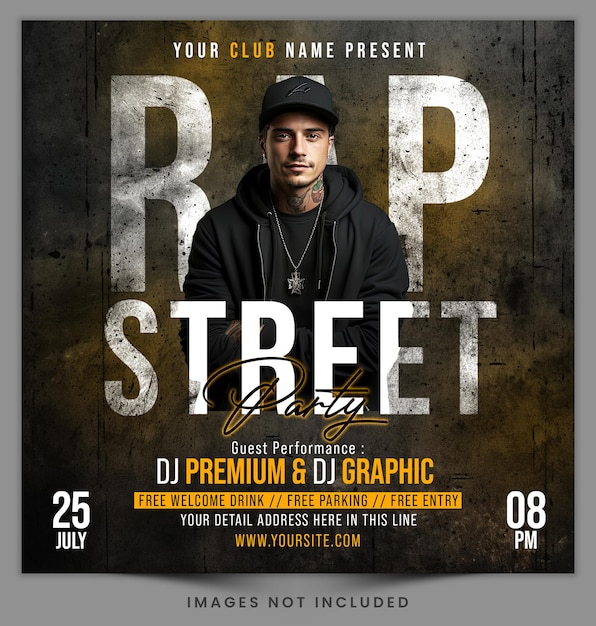 Rap Street Music Party PSD Flyer Template