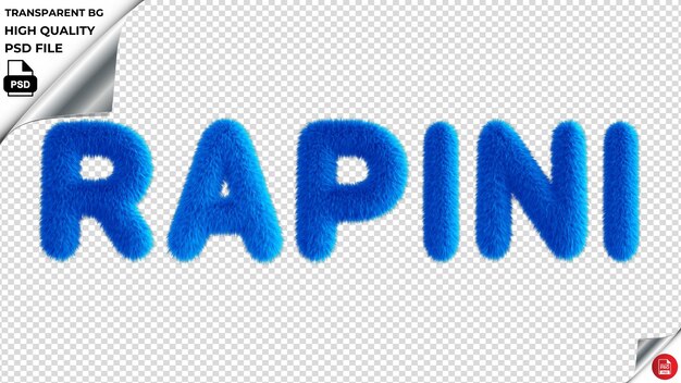 PSD rapini typography blue fluffy text psd przezroczyste