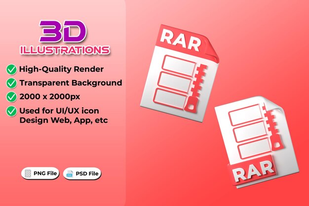 Тип файла rar 3d-рендеринг на прозрачном фоне ui ux дизайн иконок веб и тренд приложений