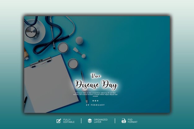 Rare disease day graphic and social media design template