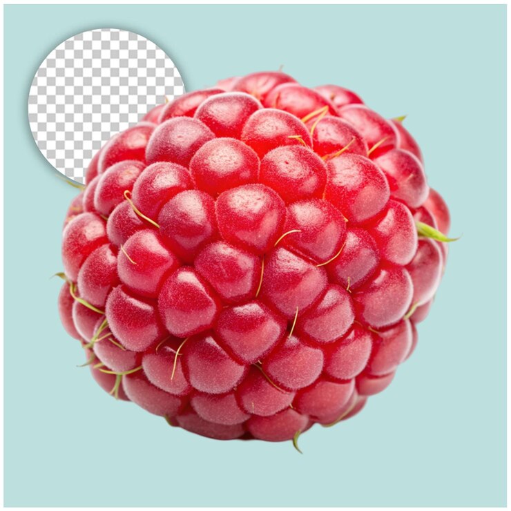 PSD rasberry fruit on transparent background