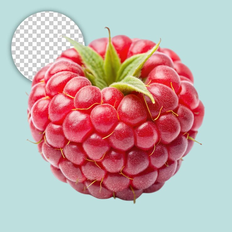 PSD rasberry fruit on transparent background