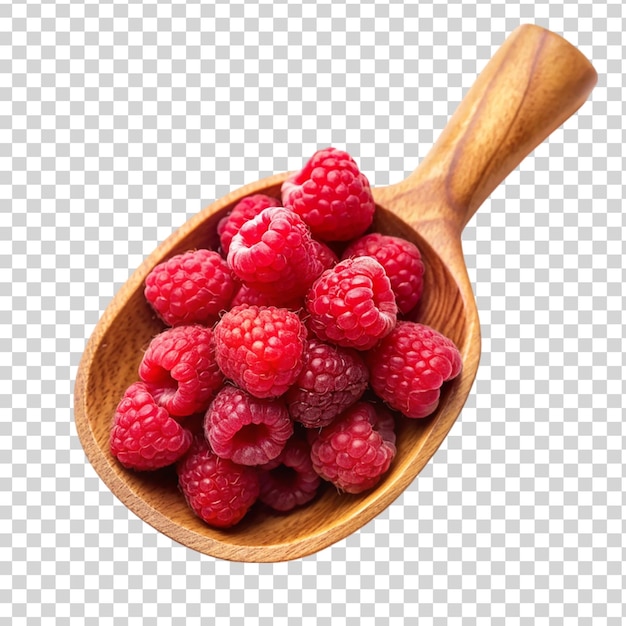 PSD rash berries on wooden scoop on transparent background