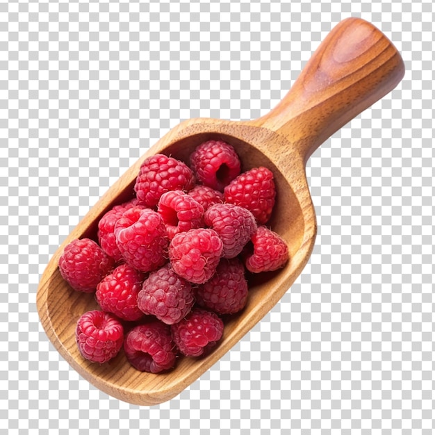 PSD rash berries on wooden scoop on transparent background