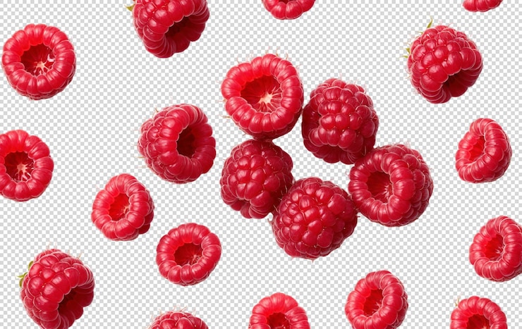 PSD raspberries are falling in the air