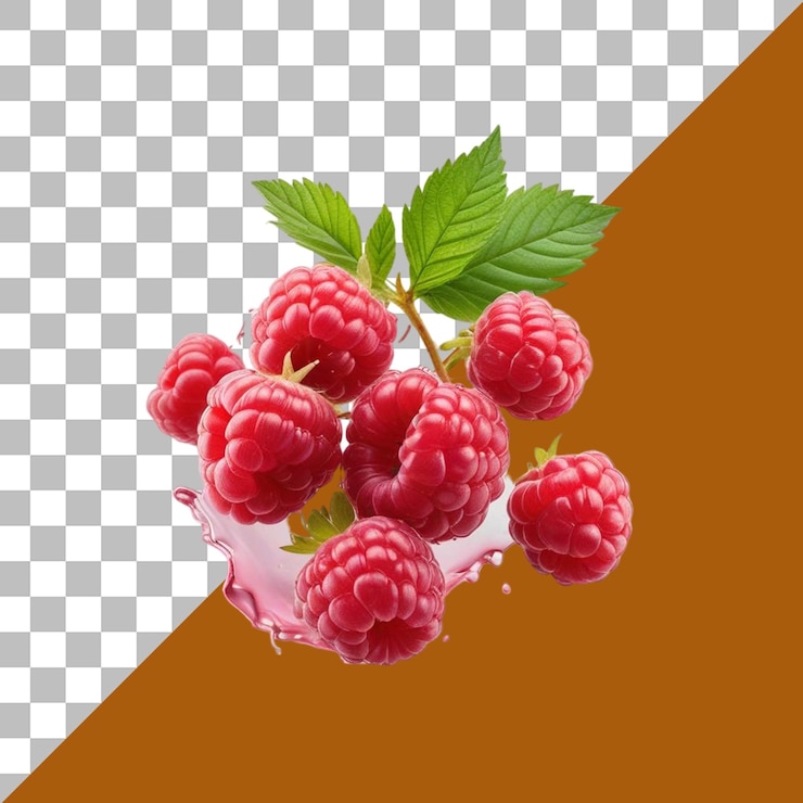 PSD raspberries isolated on transparent background