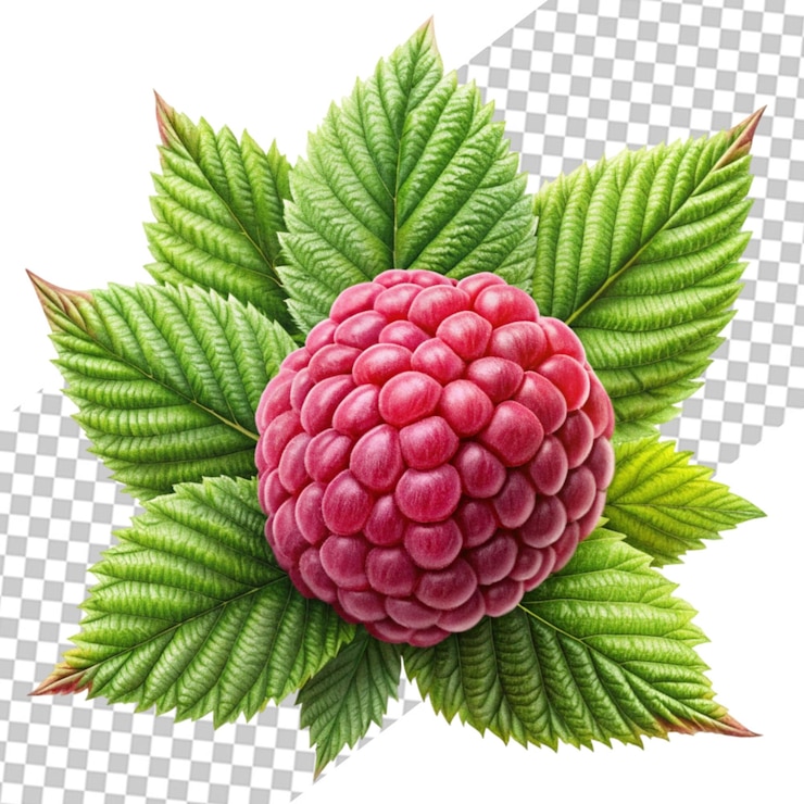 PSD raspberries isolated on transparent
