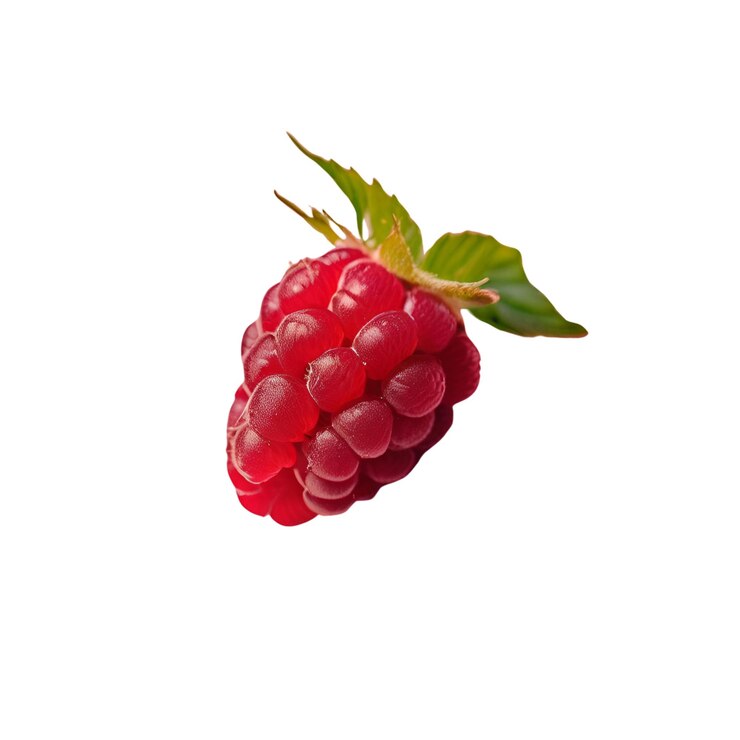 Raspberry fruit with white background close up 1