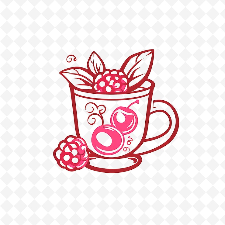 PSD raspberry iced tea logo with raspberry and tea leaves typogr png tropical inspired drink designs