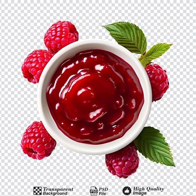 Raspberry jam drizzle top view geïsoleerd op een transparante achtergrond