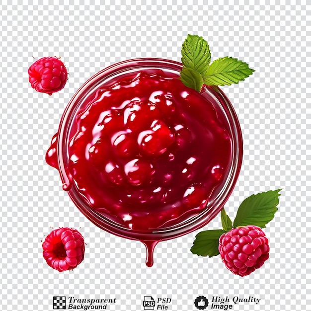 PSD raspberry jam drizzle top view isolated on transparent background