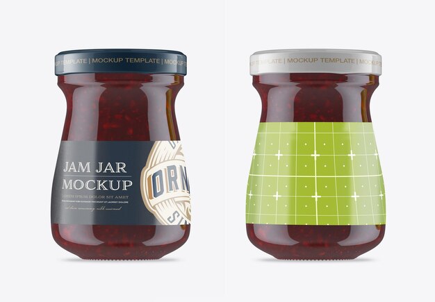 PSD raspberry jam jar mockup