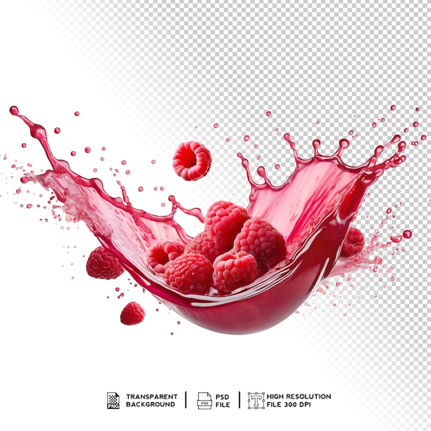 PSD raspberry juice splash isolated on transparent background antioxidant