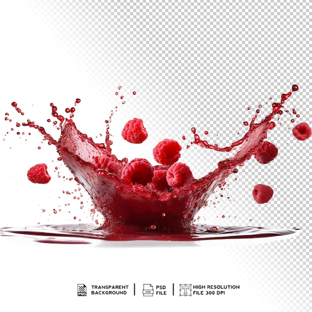 PSD raspberry juice splash isolated on transparent background