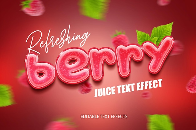 PSD raspberry juice text effect on red background