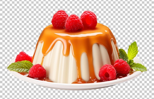 Raspberry pudding isolated on transparent background