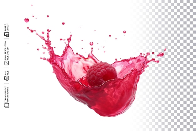 PSD a raspberry splashing into a splash of water